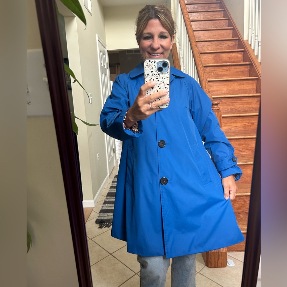 EUC Dennis Basso blue swing coat; size XS
